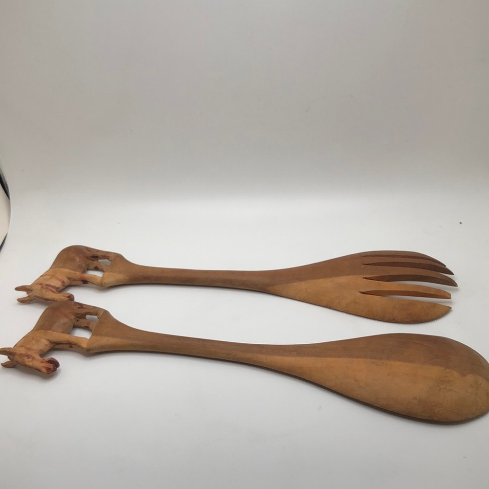 Artisan Brown Wooden Serving Utensils
